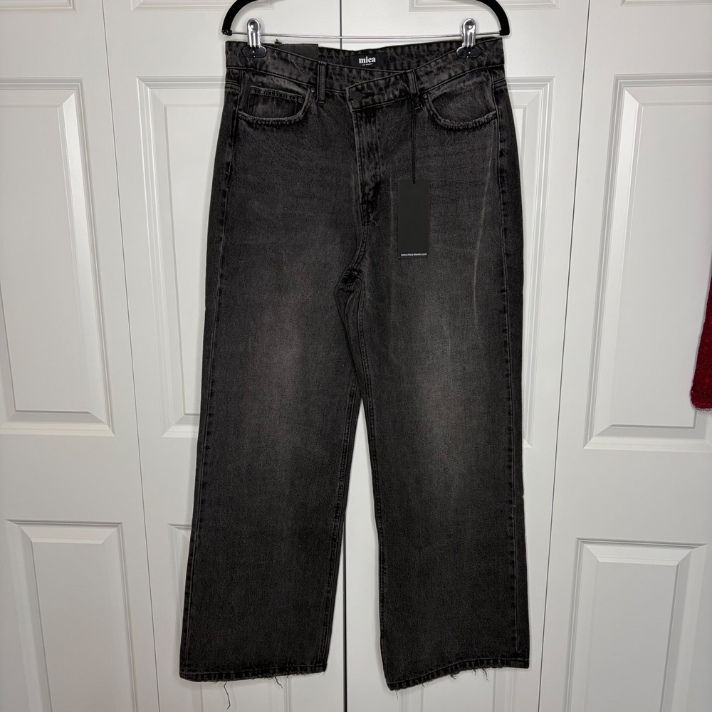 Mica Denim Super High Rise Wide Leg Jeans Size 32 Black NWT